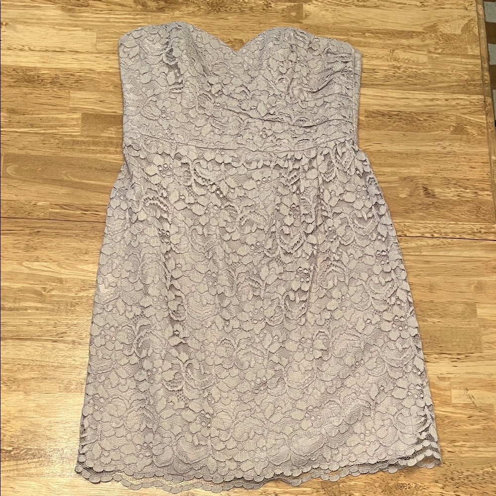 David's Bridal Strapless Lace  Dress